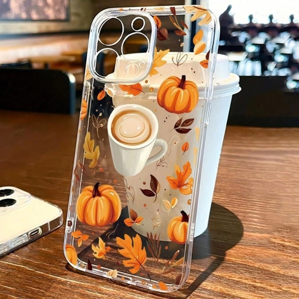 🛍️$4 ADD ON🛍️Pumpkin Spice Theme ☕ Chic Autumn iPhone 16 Pro Phone Case